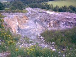 The former active quarry face 14 July 2009